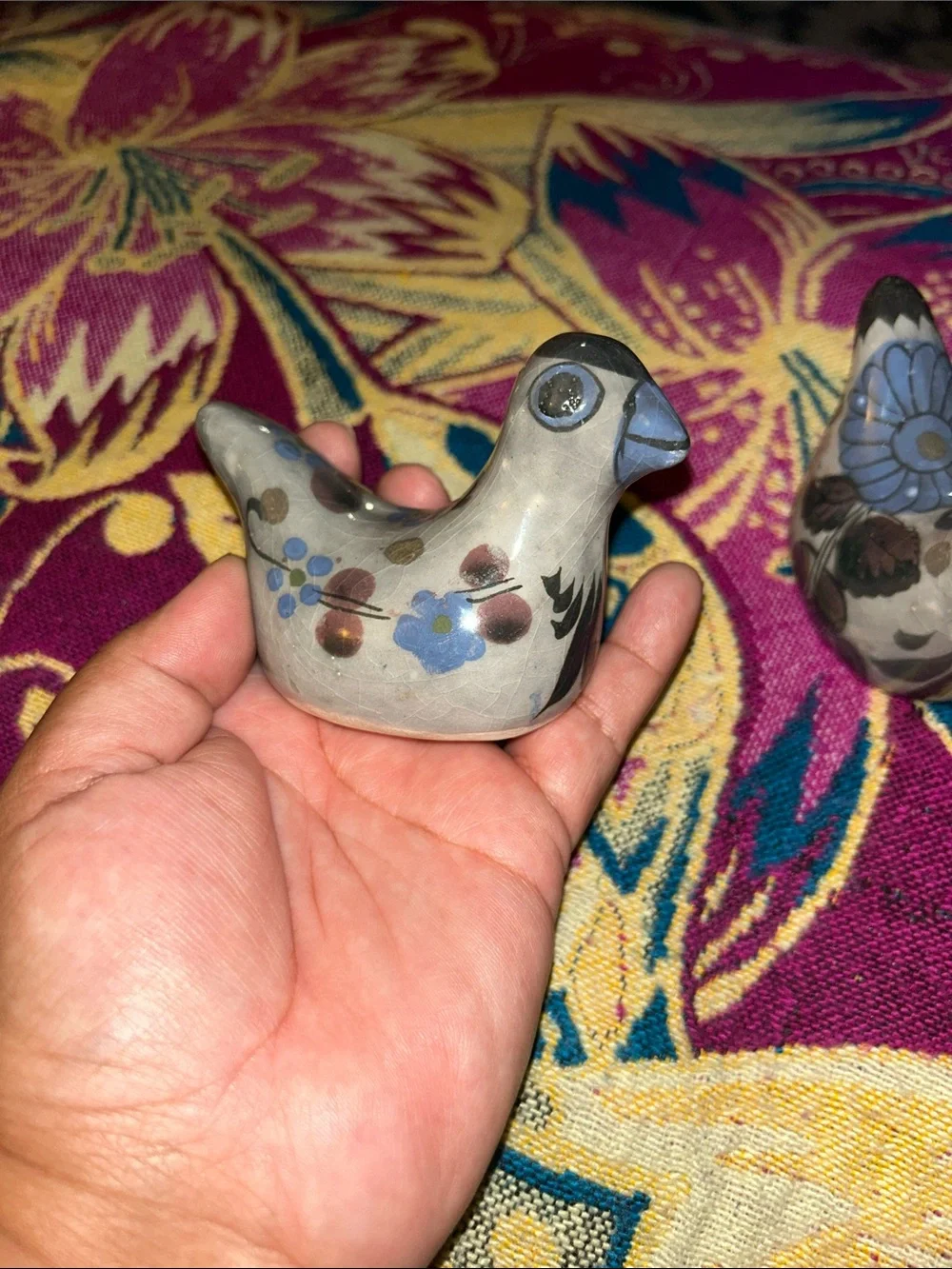 Set of two Tonalá Mexican doves pottery